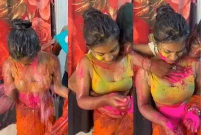 Big-boob XNXX Bhabhi sex at a Holi party
