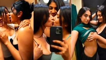 Girls Kiss and Play with Boobs